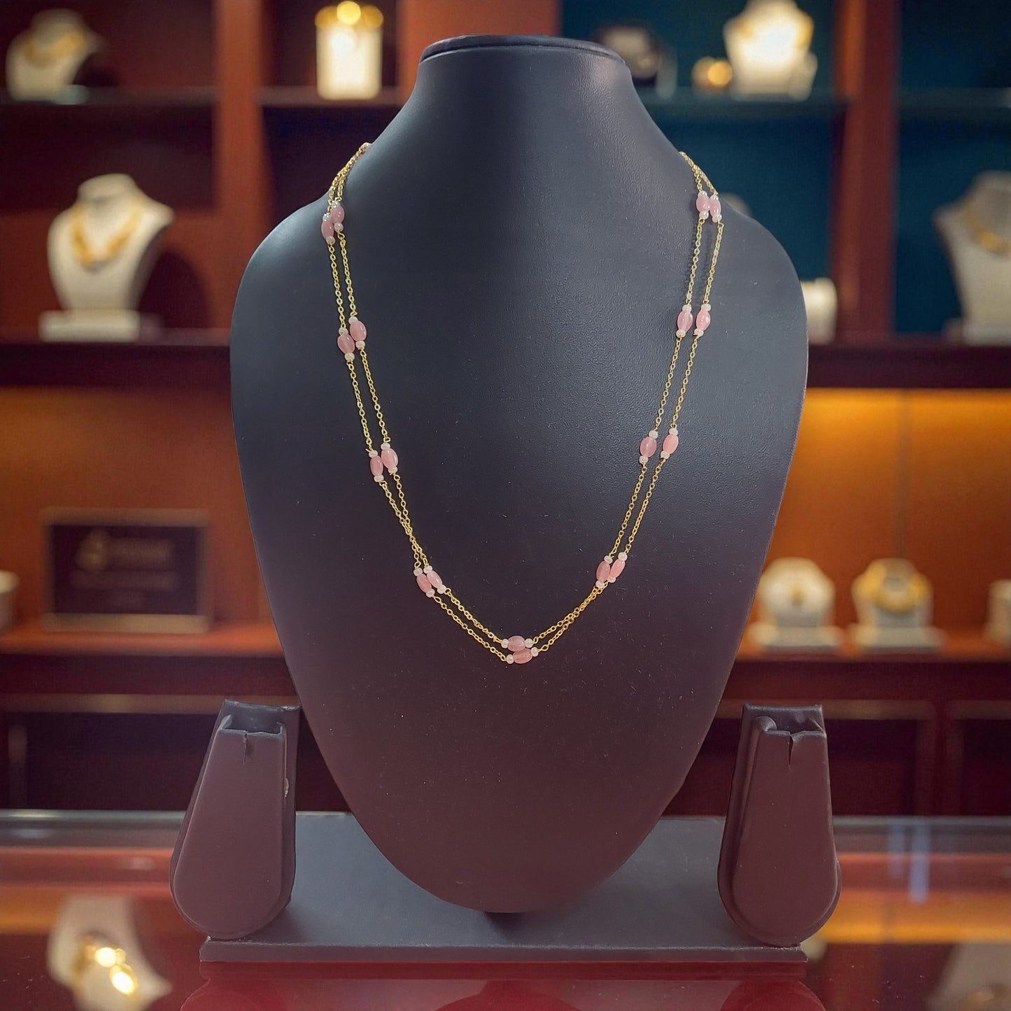 Pink Bead Layered Chain