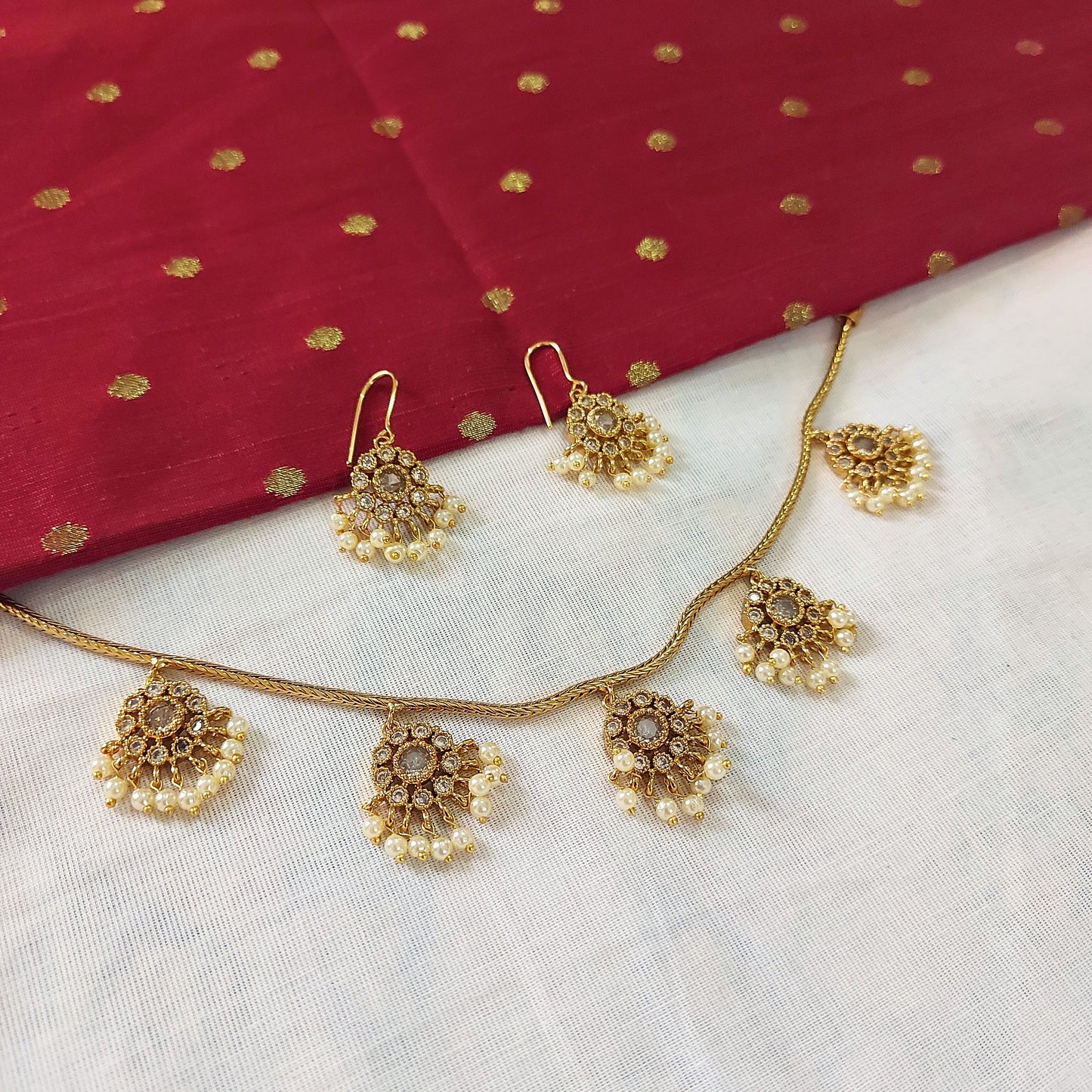 Antique Pearl Drop Necklace Set