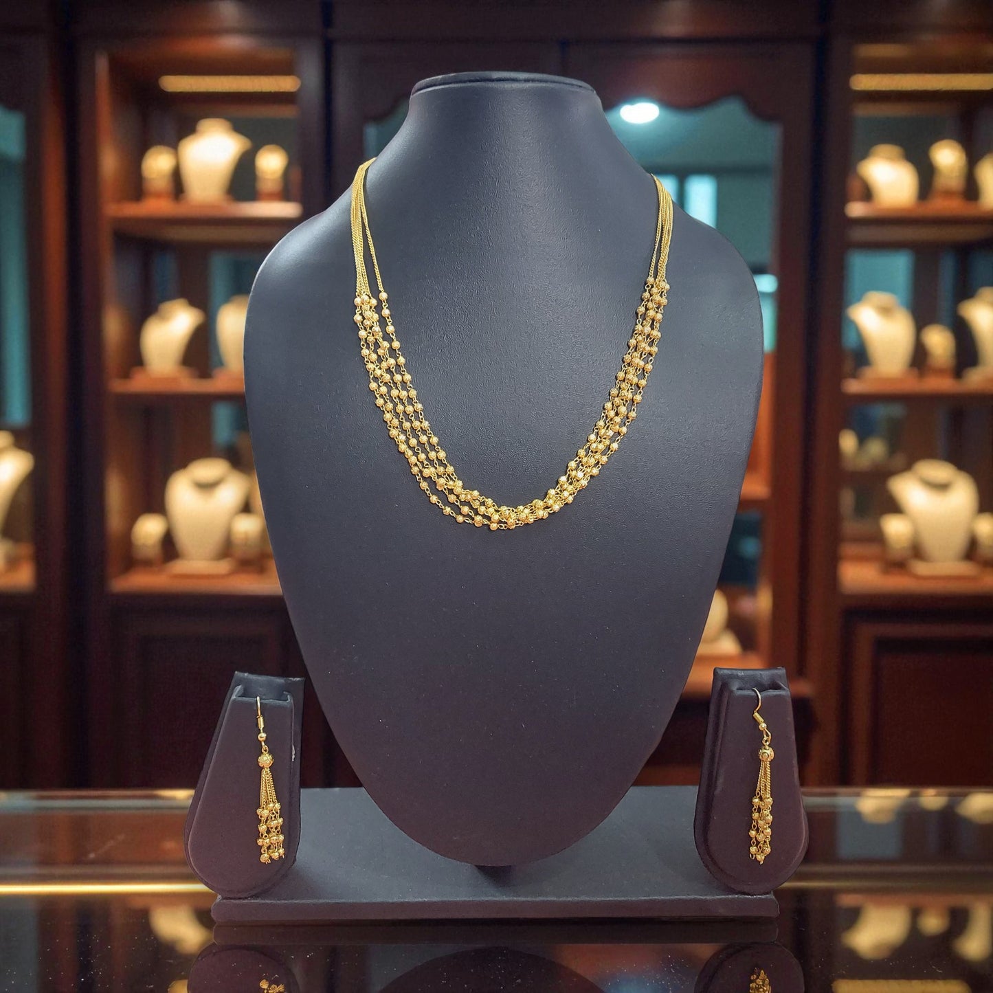 Multi-Layer Gold Beaded Chain Set