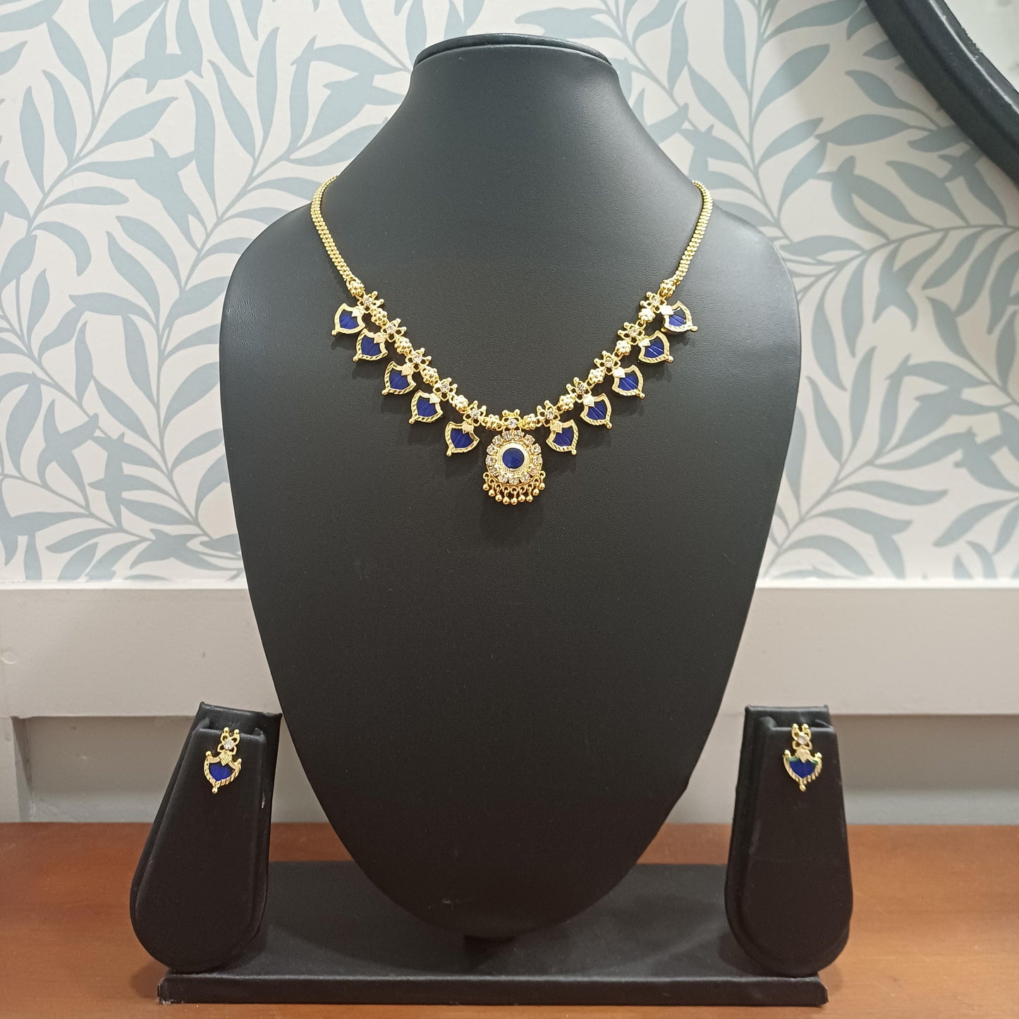 Gold-Plated Blue Palakka Necklace