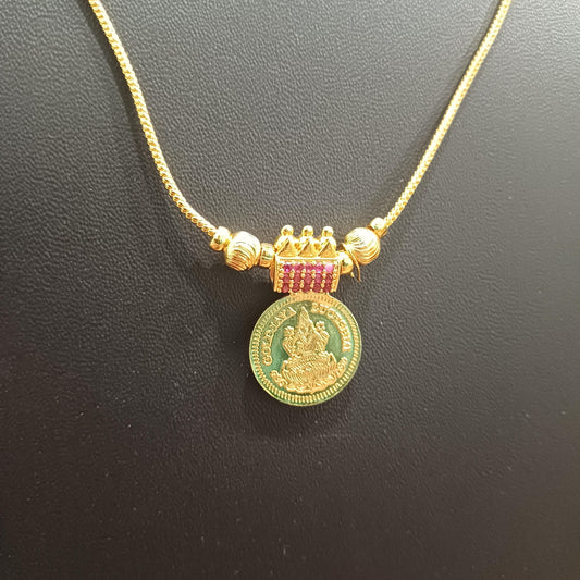 Lakshmi Engraved Single Coin Gold-Plated Chain