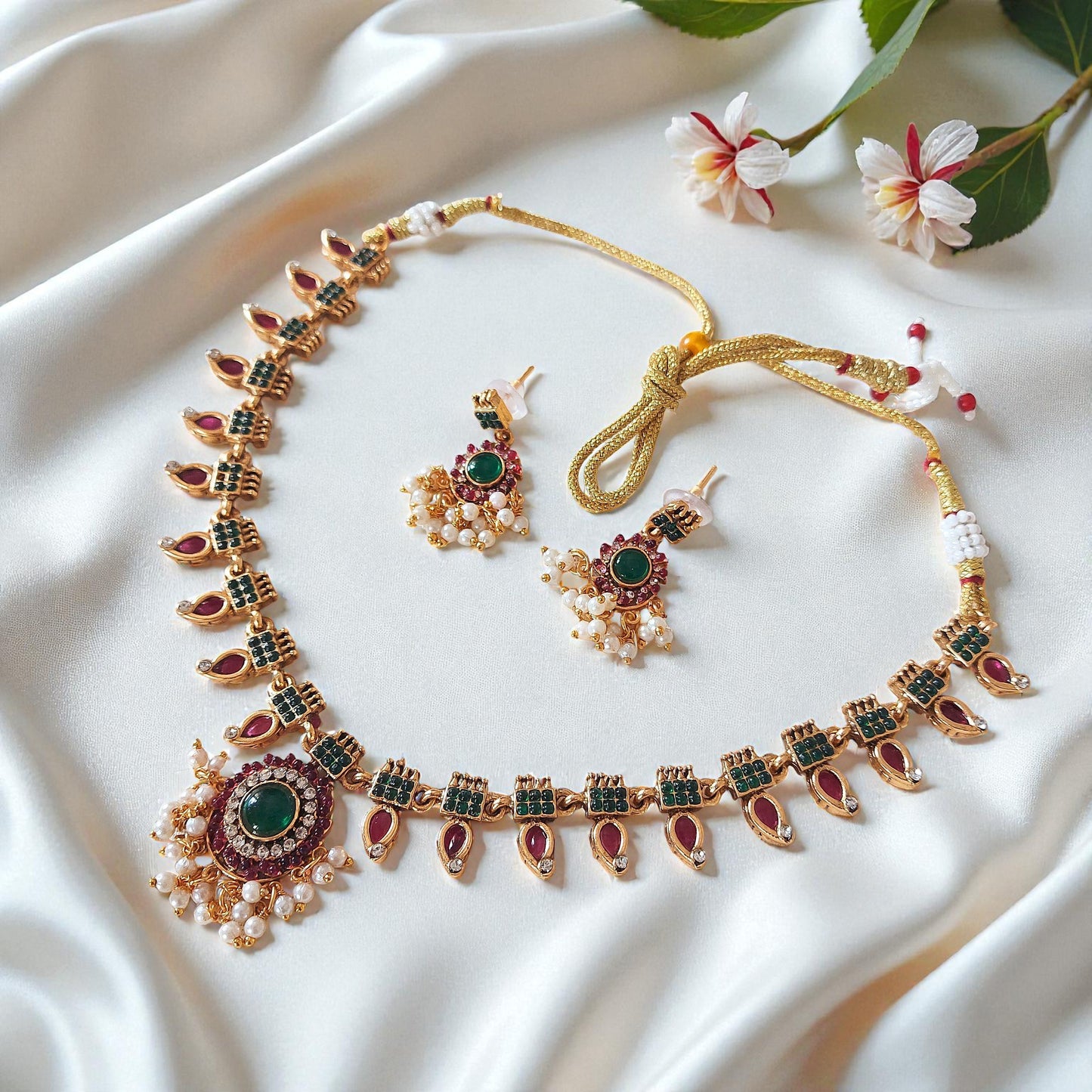 Ruby-Emerald Temple Necklace