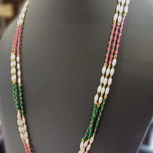 Tricolour Pearl Long Chain