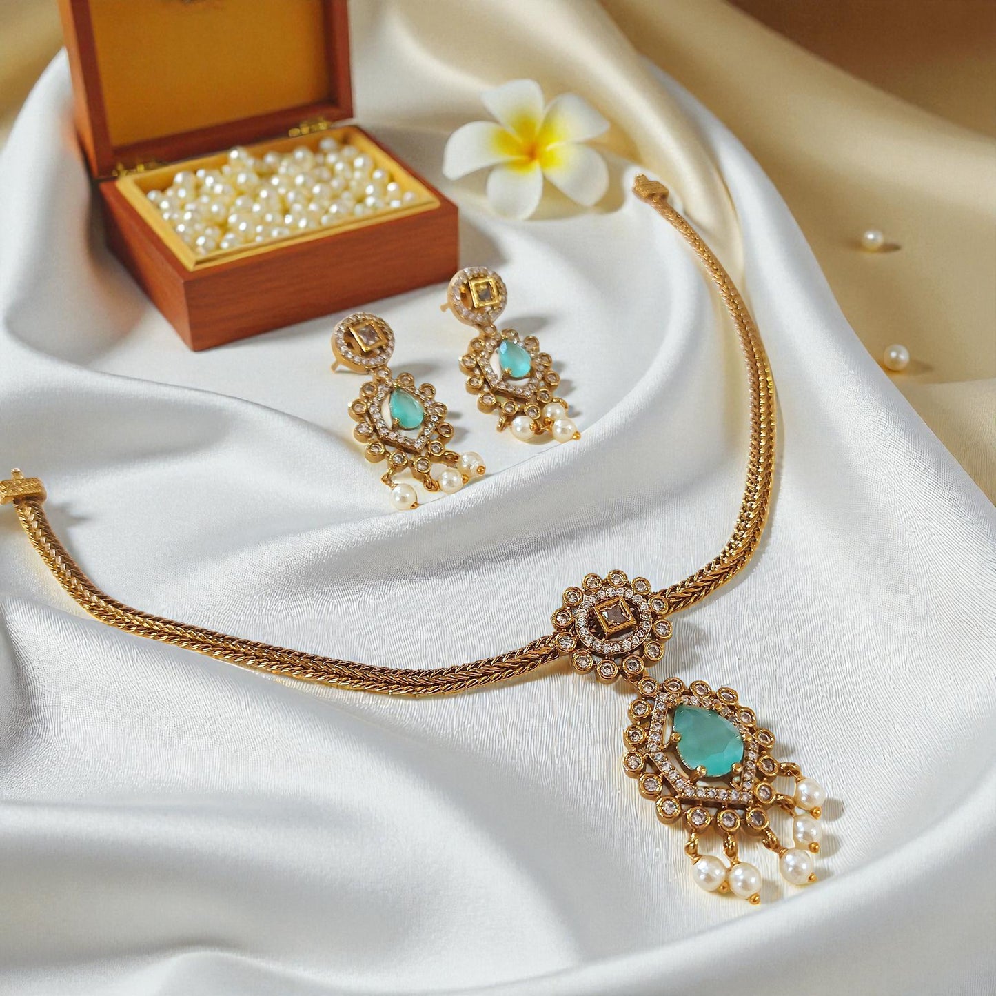 Aqua Radiance AD Necklace Set