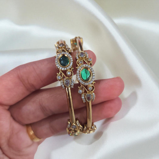 Emerald Bloom Bangles - Pair