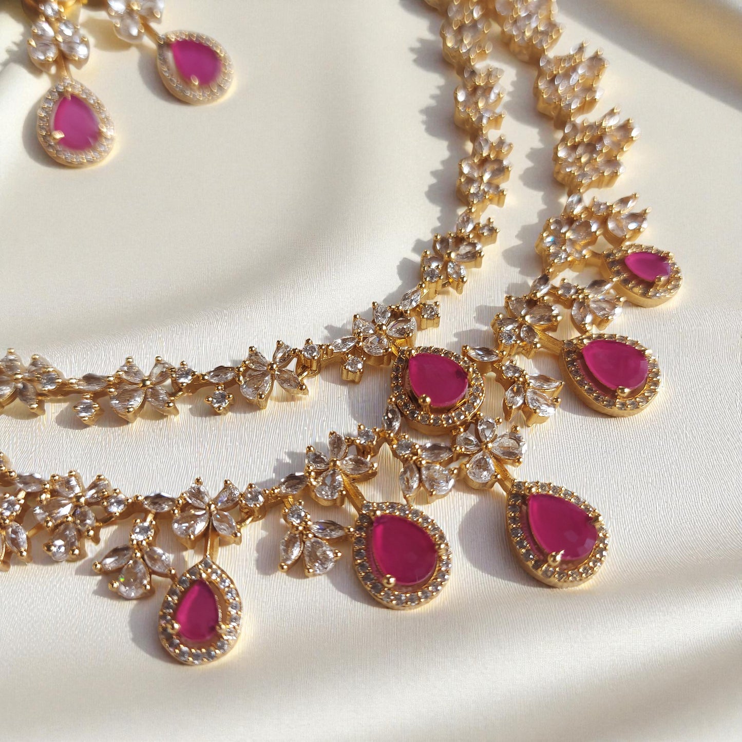 Ruby Blossom Necklace Set