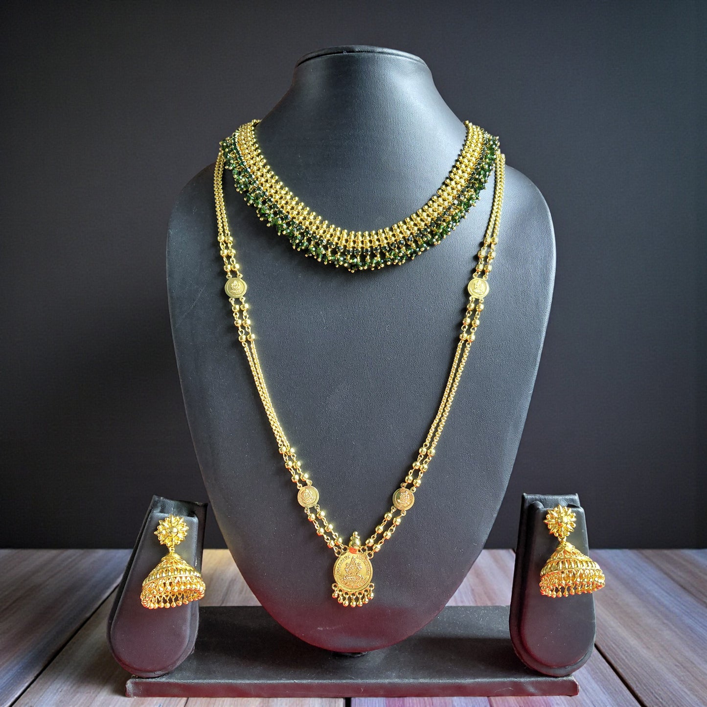 Green Stone Gold Plated Necklace