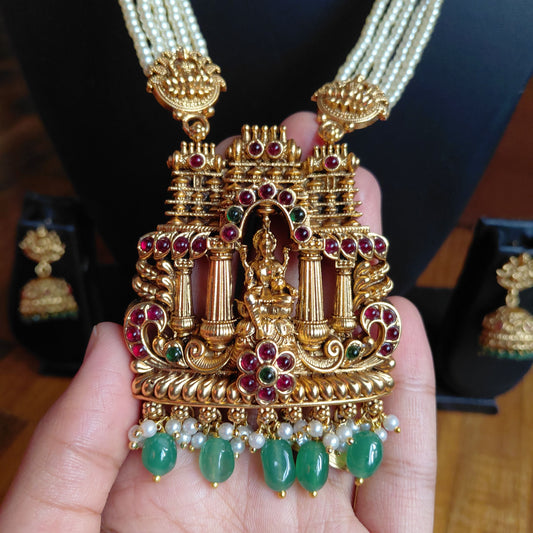 Lakshmi Temple Pearl Long Necklace