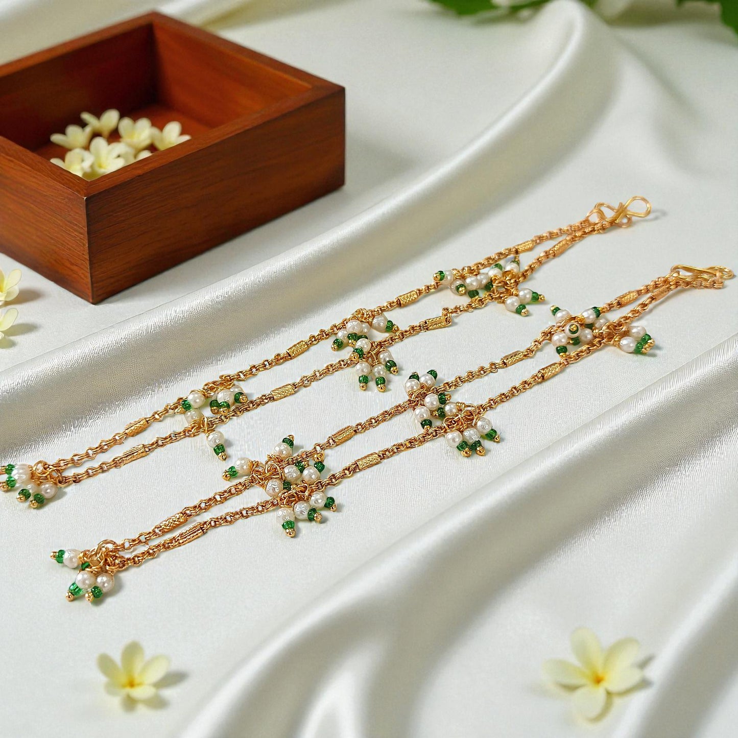 Pearl Cluster Anklets