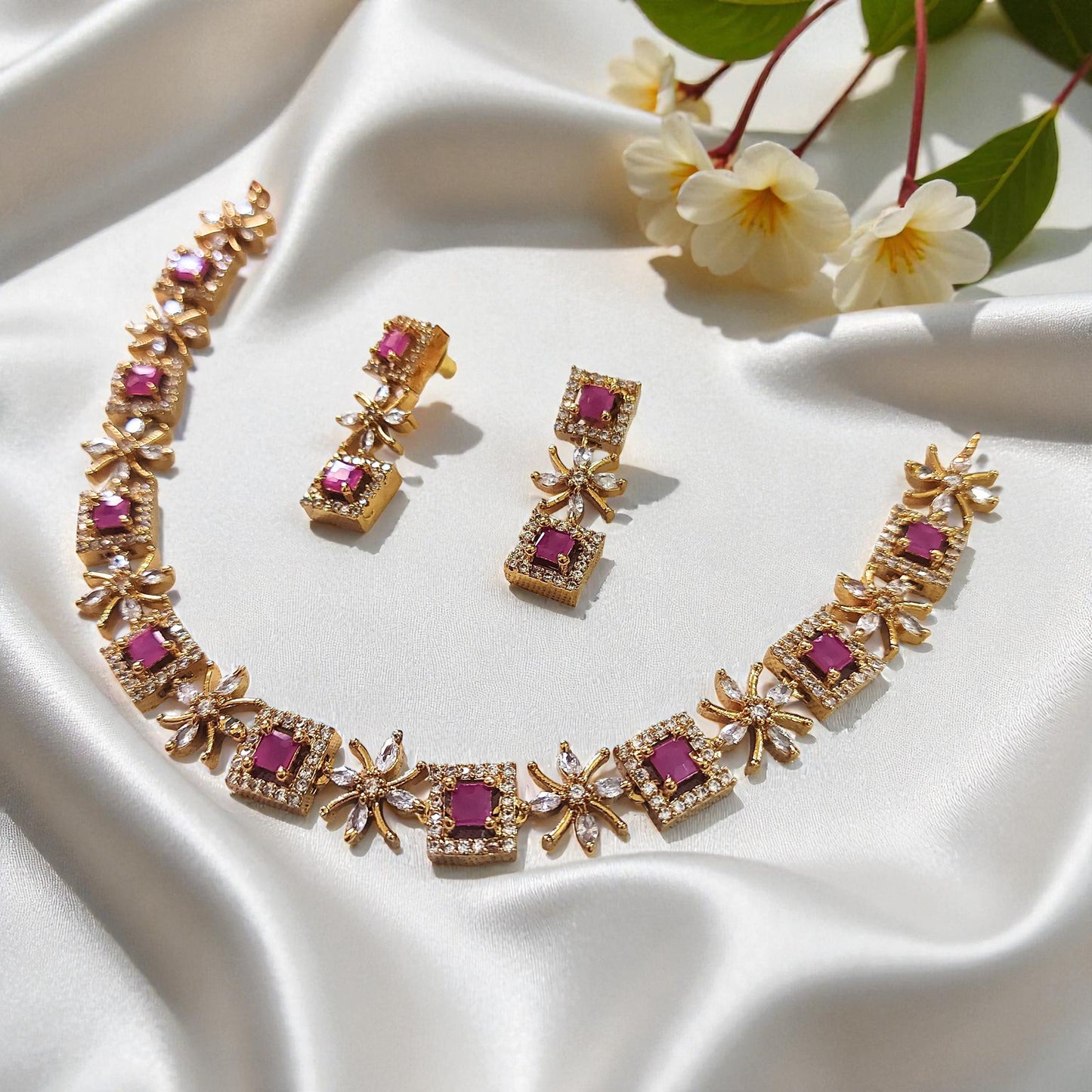Floral Ruby Choker Set