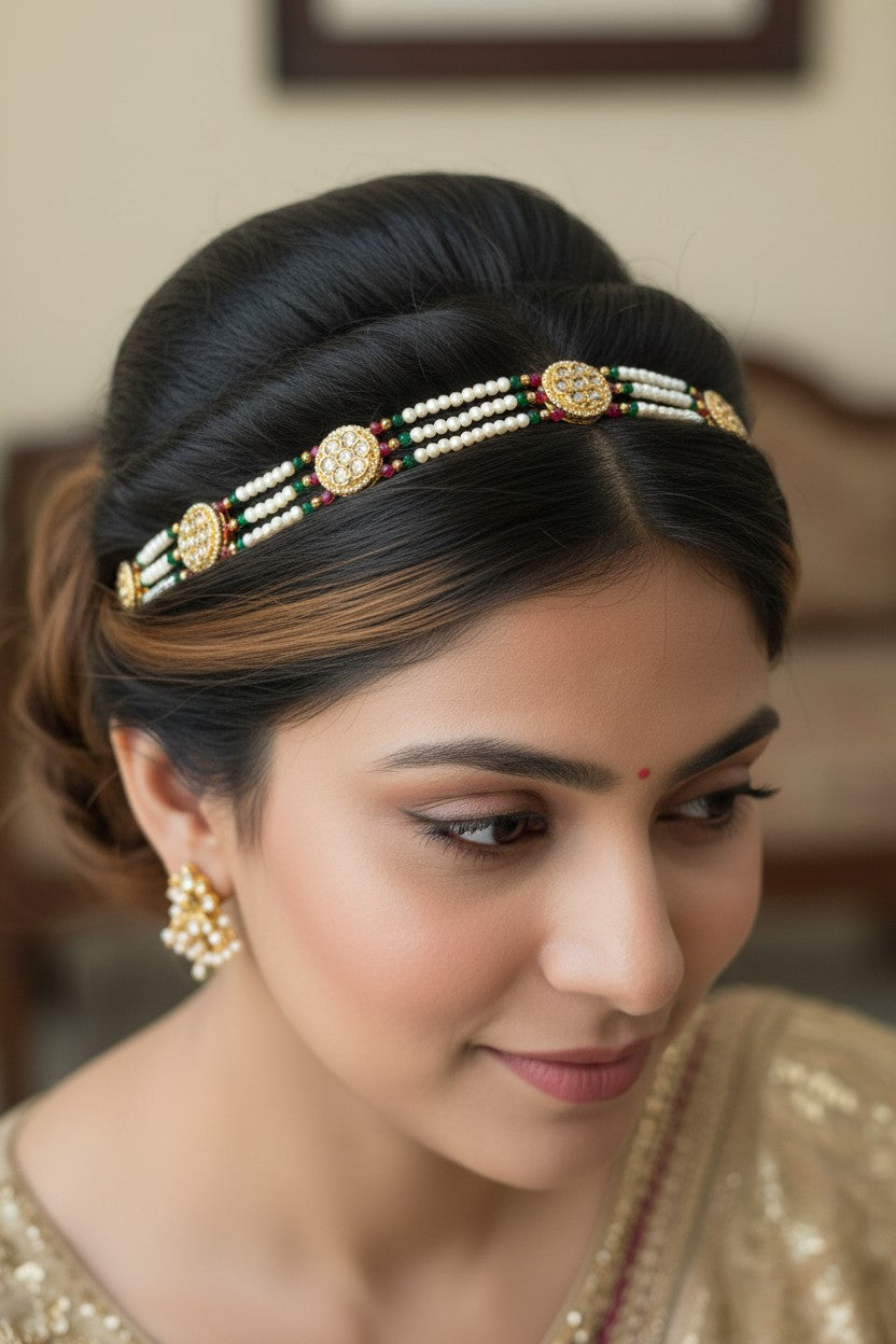 Stone-Studded Floral Hair Accessory