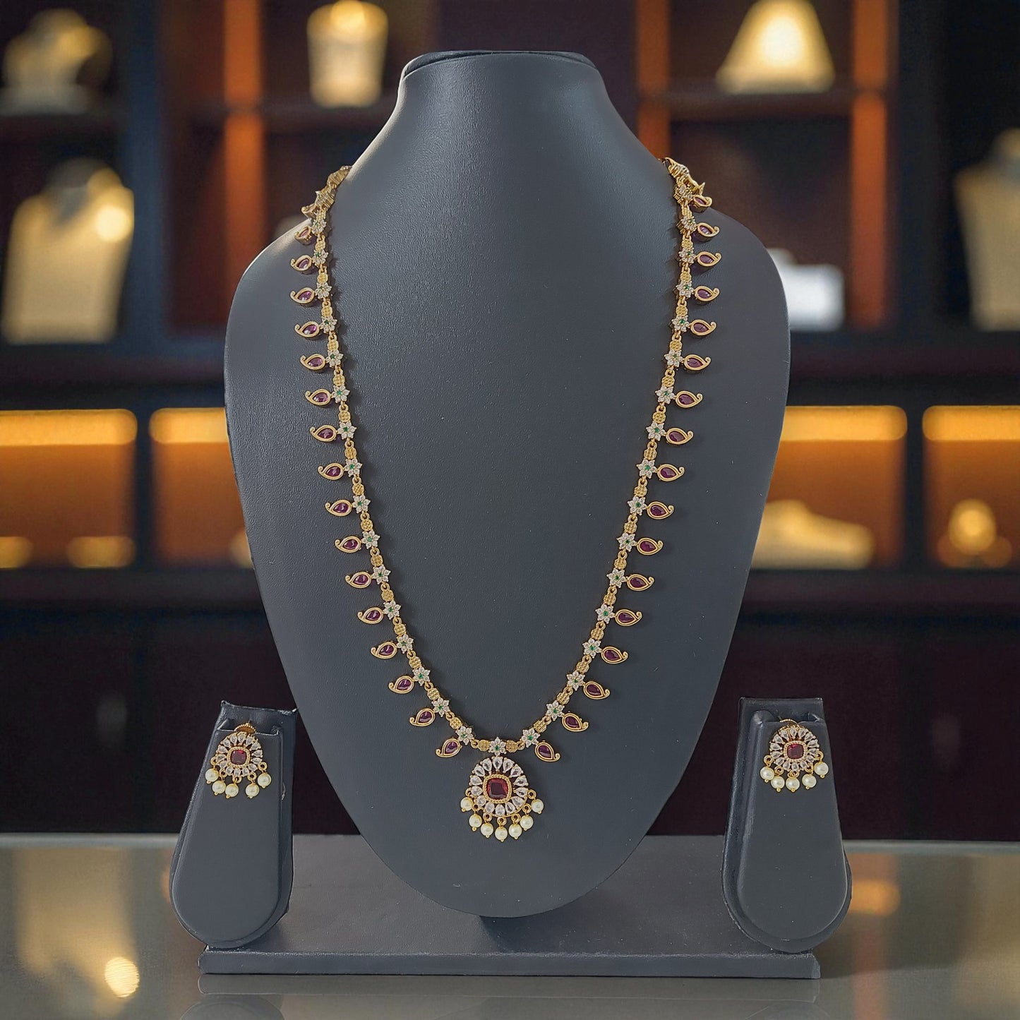 Palakka Ruby Necklace Set