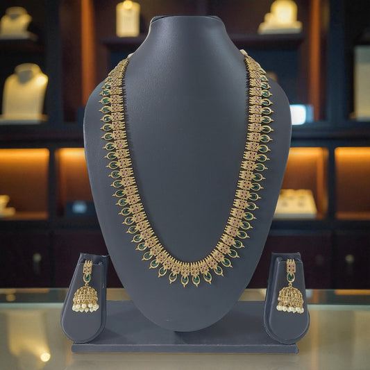 Premium Palakka Long Haram with Ruby Stones