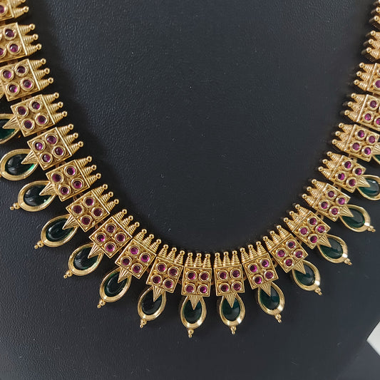 Premium Palakka Long Haram with Ruby Stones