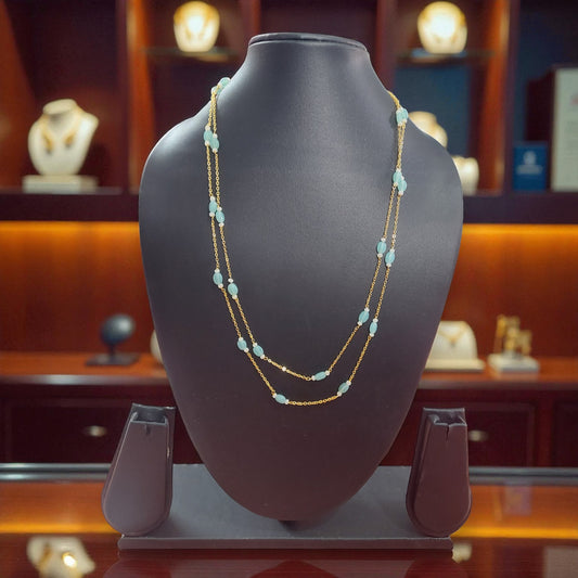 Aqua Bead Layered Chain