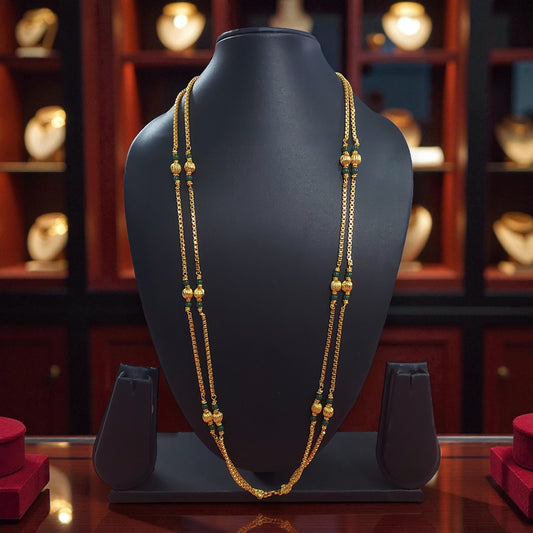 Green Bead Dual-Layer Chain