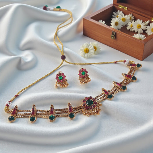 Ruby–Emerald Charm Choker