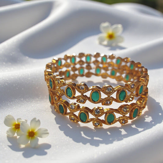 Green Stone Bangle Pair