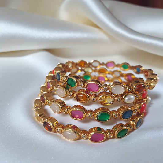 Navaratna Classic Bangles - Pair