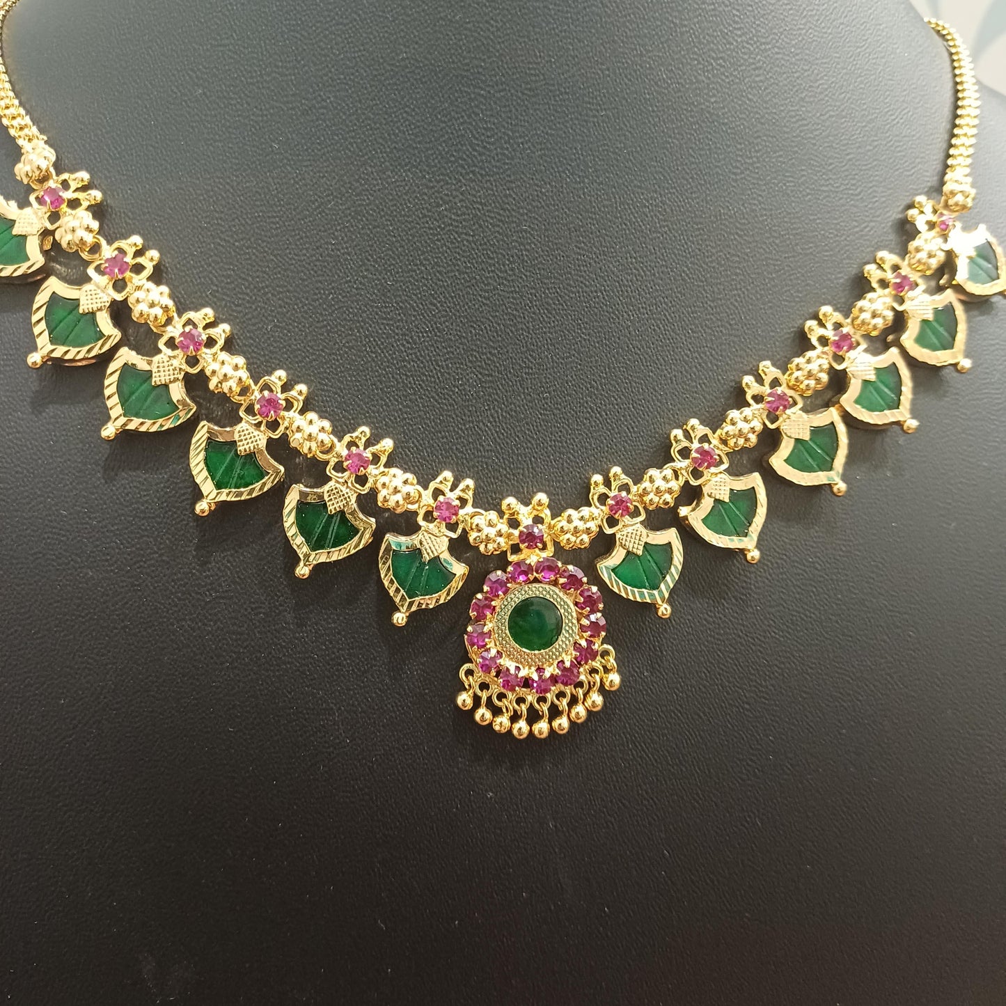 Gold-Plated Short Traditional Palakka Necklace