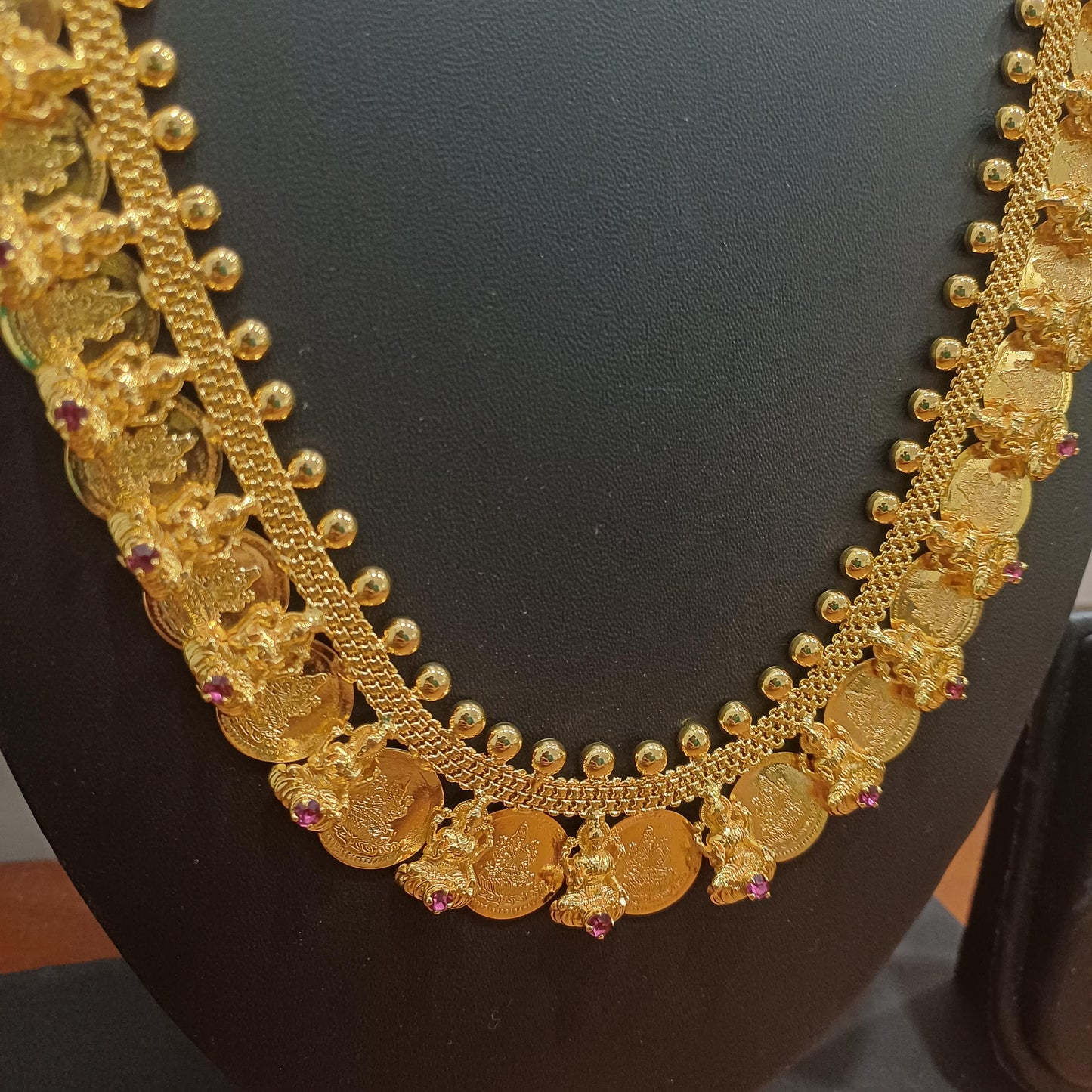 Gold-Plated Lakshmi Kasu Layered Long Haram