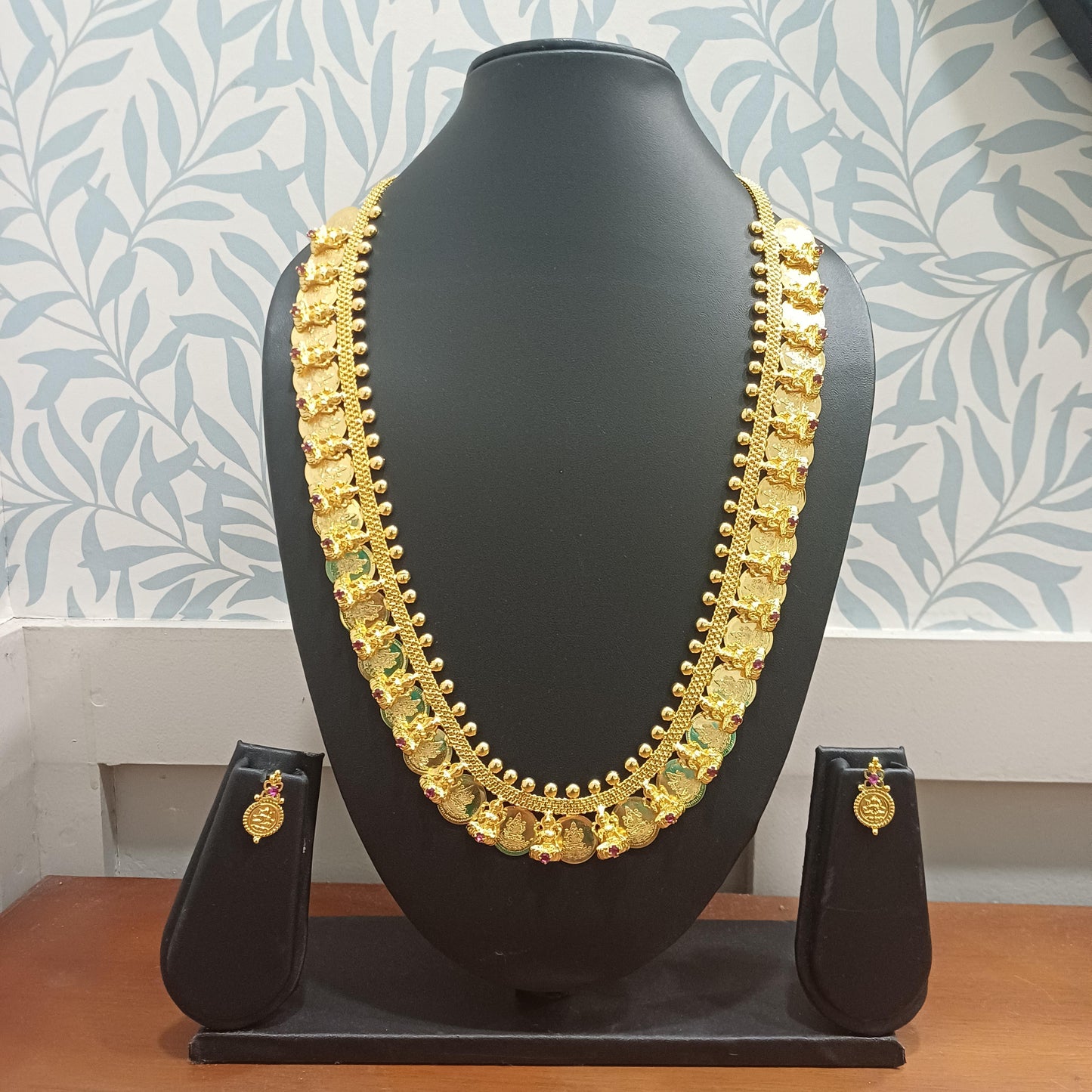 Gold-Plated Lakshmi Kasu Layered Long Haram