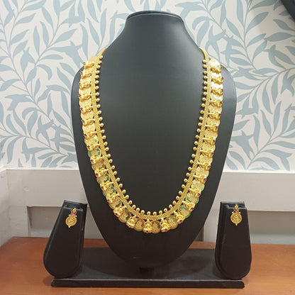 Gold-Plated Lakshmi Kasu Layered Long Haram