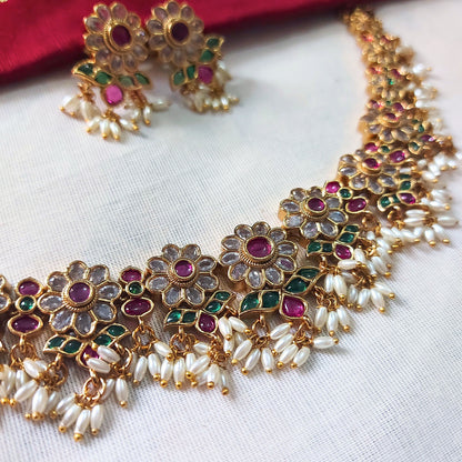 Amarathna Premium Floral Necklace Set
