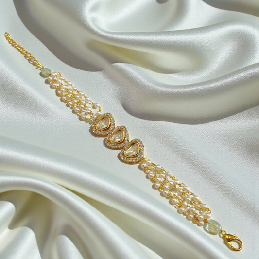 Pearl-Strand Kundan Bracelet