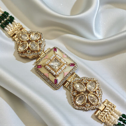 Kundan Enamel Kada Bracelet