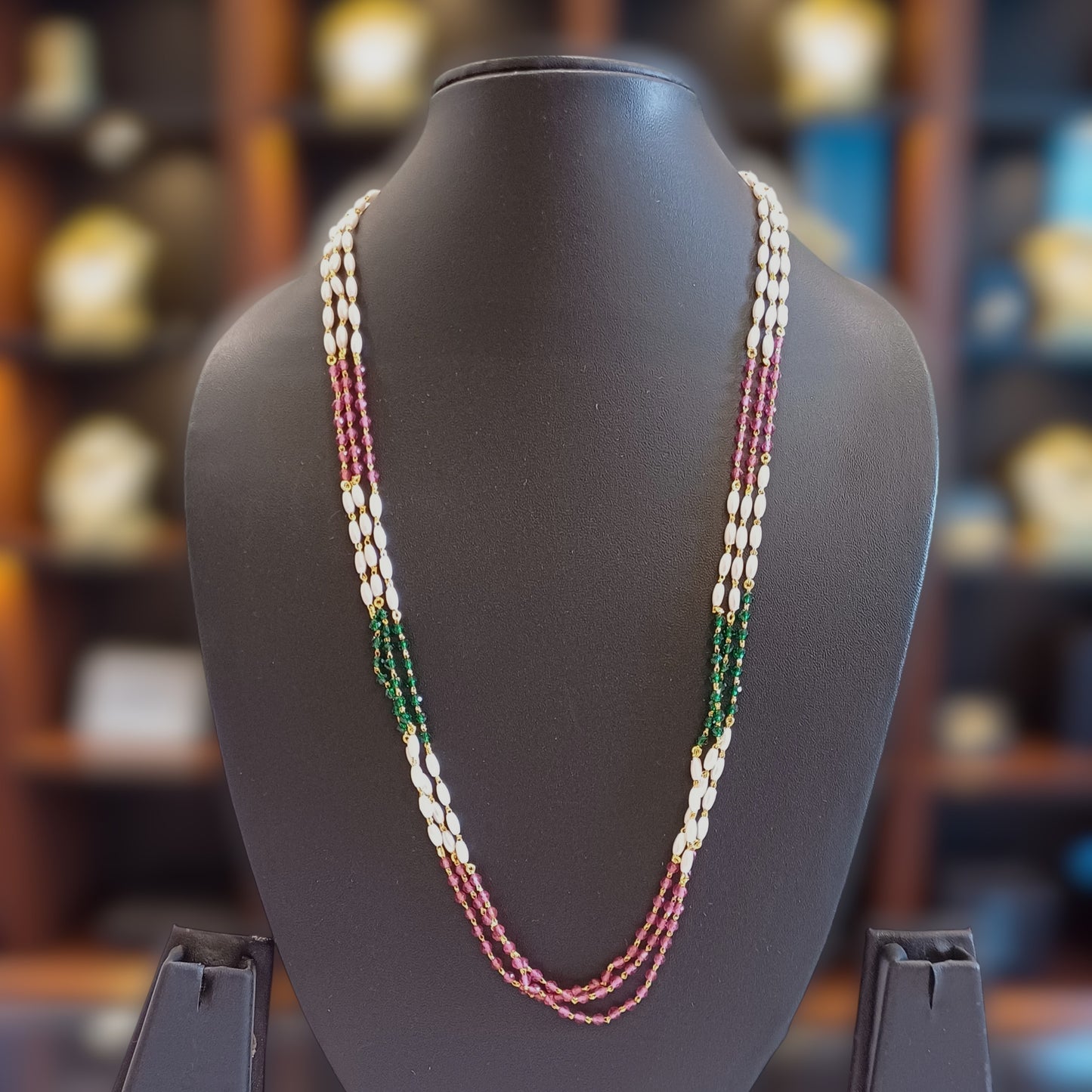Tricolour Pearl Long Chain