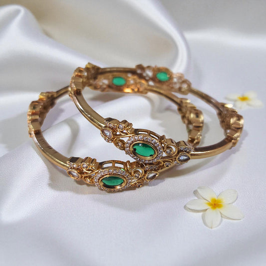Emerald Bloom Bangles - Pair