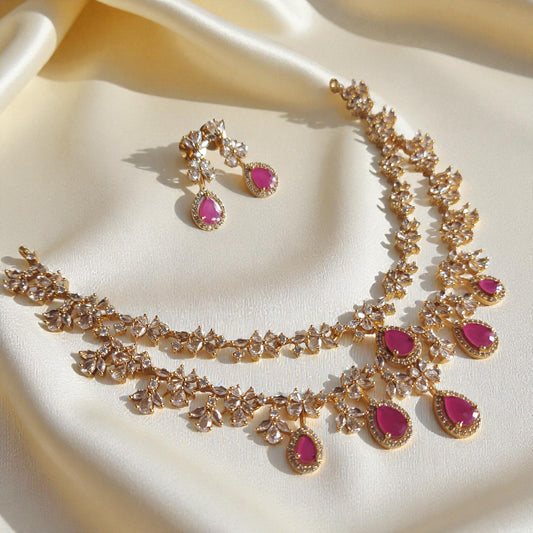 Ruby Blossom Necklace Set