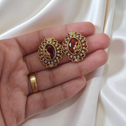 Vintage Oval Stone Necklace Set
