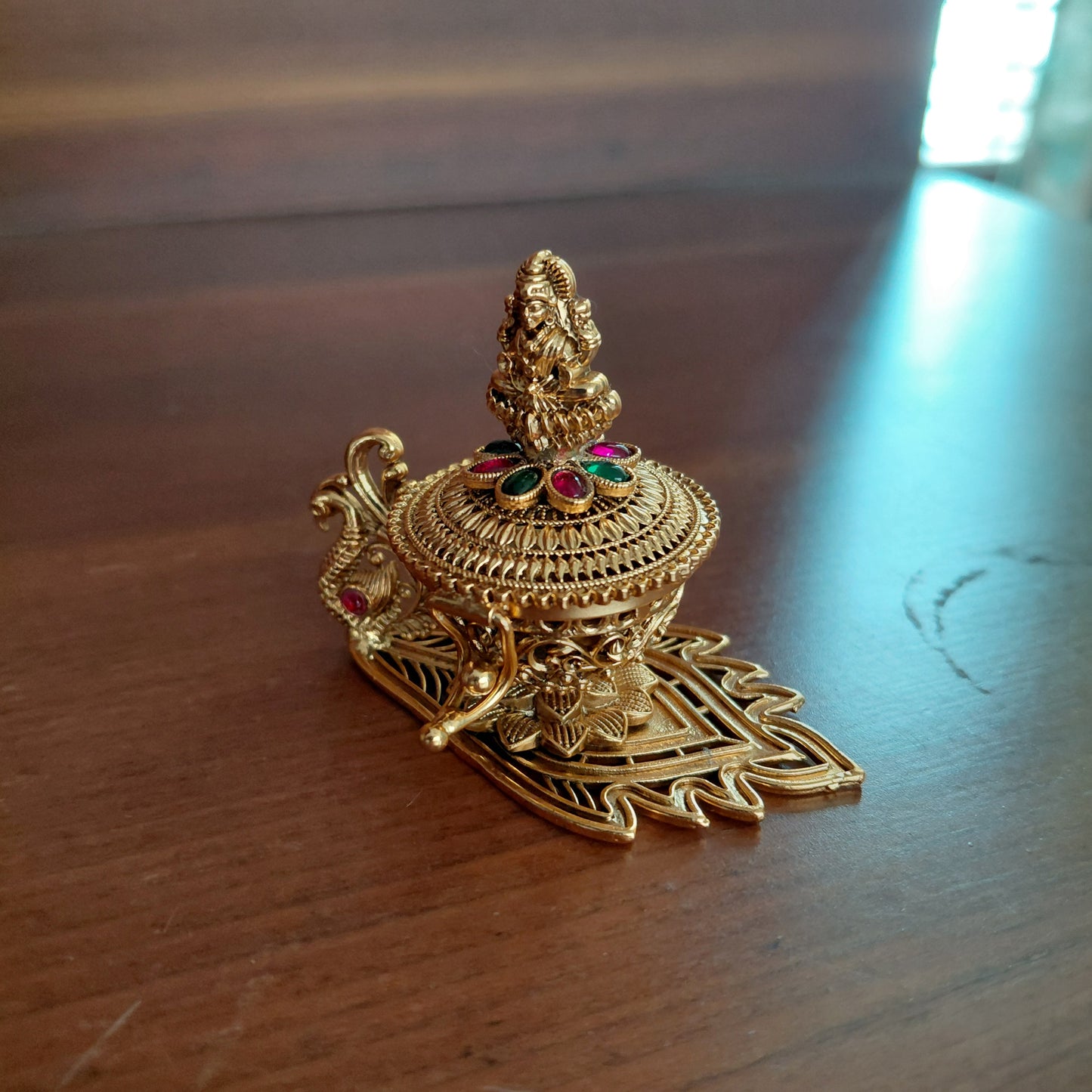 Peacock Base Kumkum Box