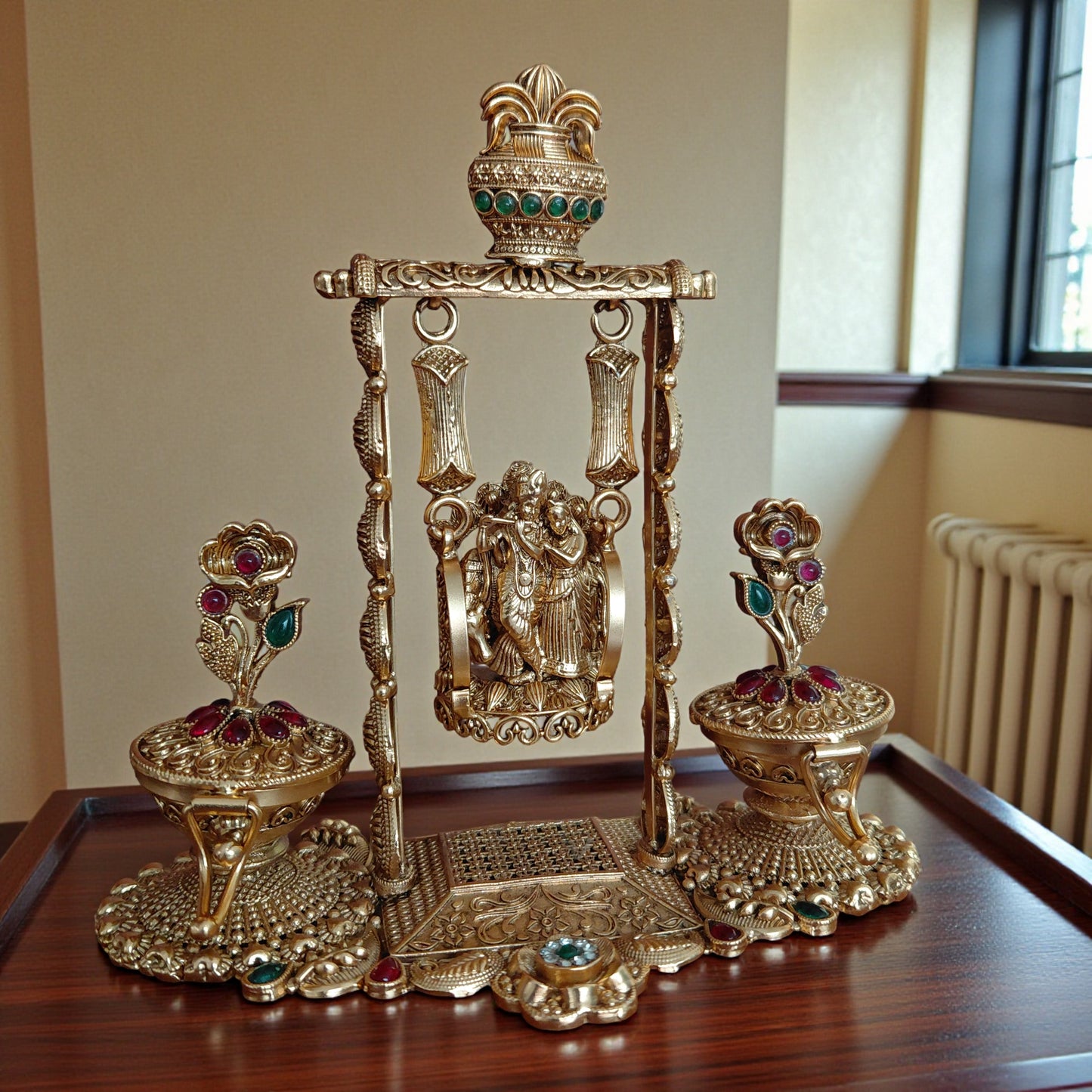 Radha Krishna Jhula Dual Kumkum Box