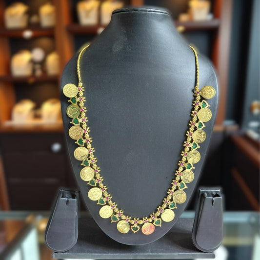 Gold-Plated Palakka Lakshmi Coin Long Necklace