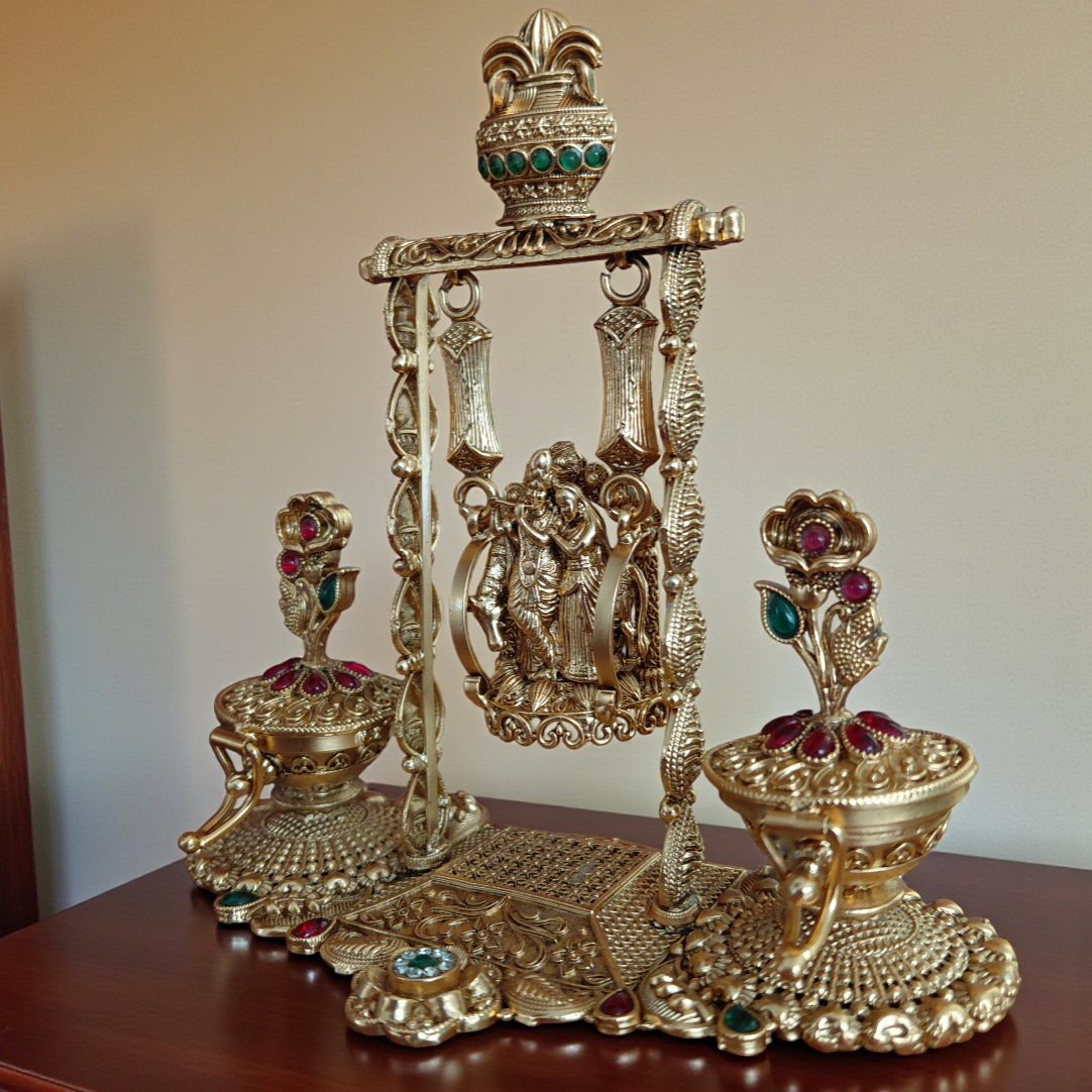 Radha Krishna Jhula Dual Kumkum Box