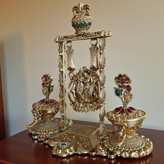 Radha Krishna Jhula Dual Kumkum Box