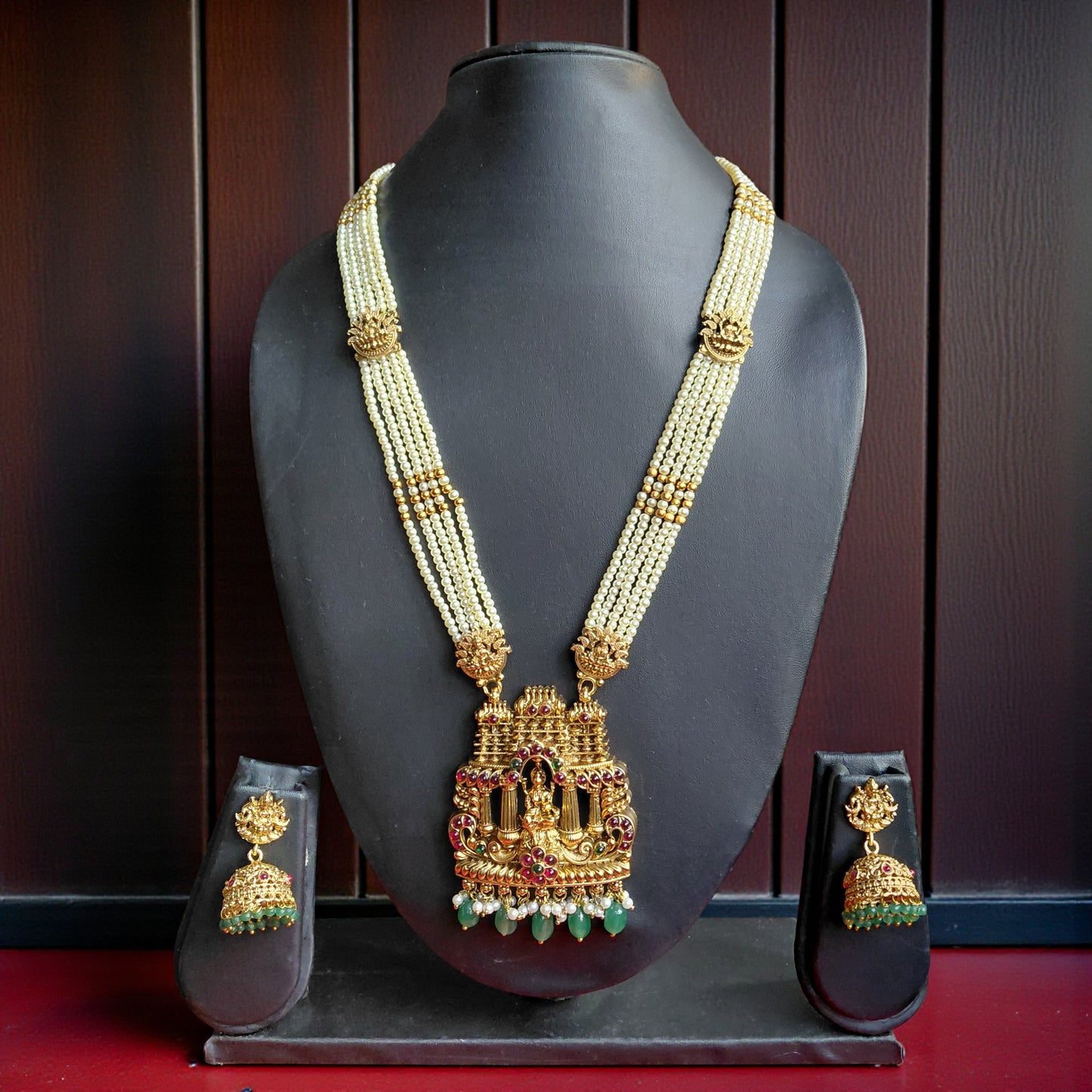 Lakshmi Temple Pearl Long Necklace