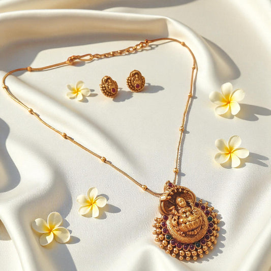 Lakshmi Temple Pendant Necklace Set