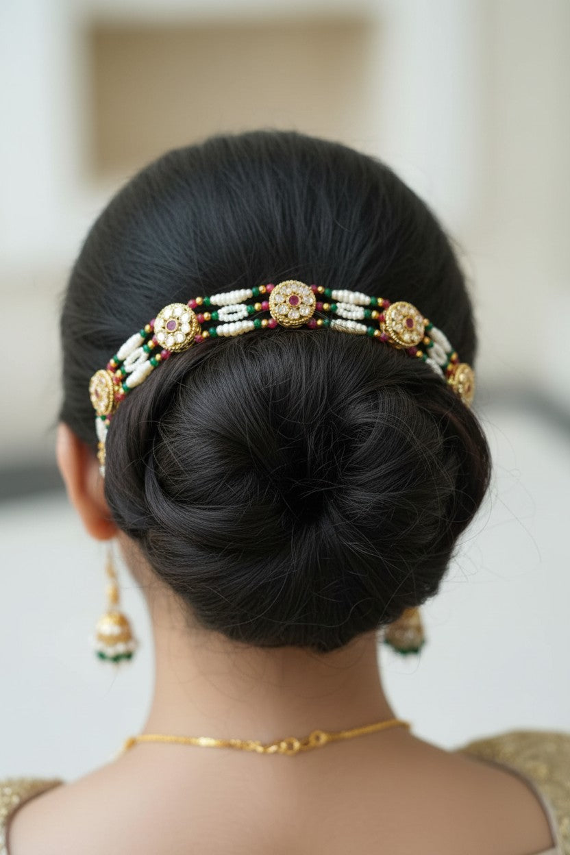 Stone-Studded Floral Hair Accessory